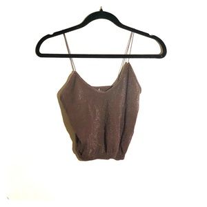 FP light brown w silver sparkle spandex crop